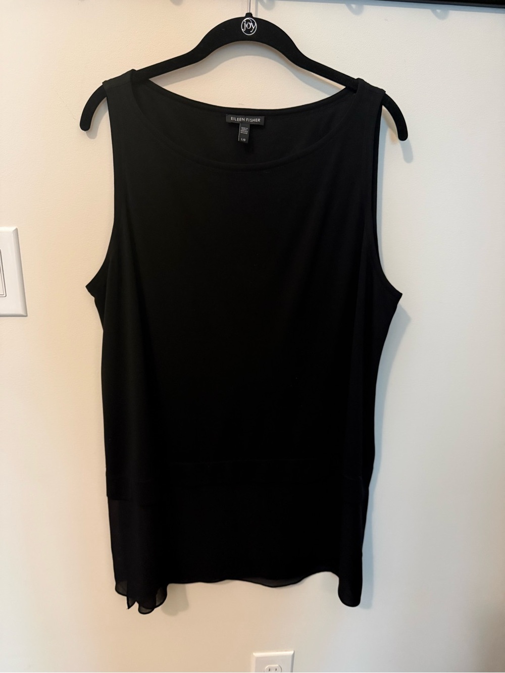 EILEEN FISHER Black Sleeveless Layered Tank Top